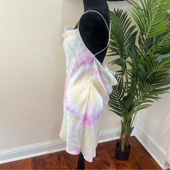 Zara Tye Dye Satin Strappy Back Summer Cocktail Slip Mini Dress Large - Picture 5 of 10